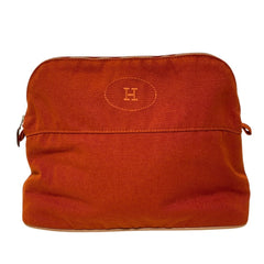 HERMES Bolide 31 Canvas Pouch, Orange, Women's — Like New