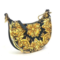 FENDI 7AS089 Nano Fendigraphy Fendace Versace Pouch Clutch Bag Handbag Nylon Leather Women's Yellow — Like New