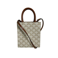 Celine Mini Partial Cabas Triomphe Handbag in White — Like New