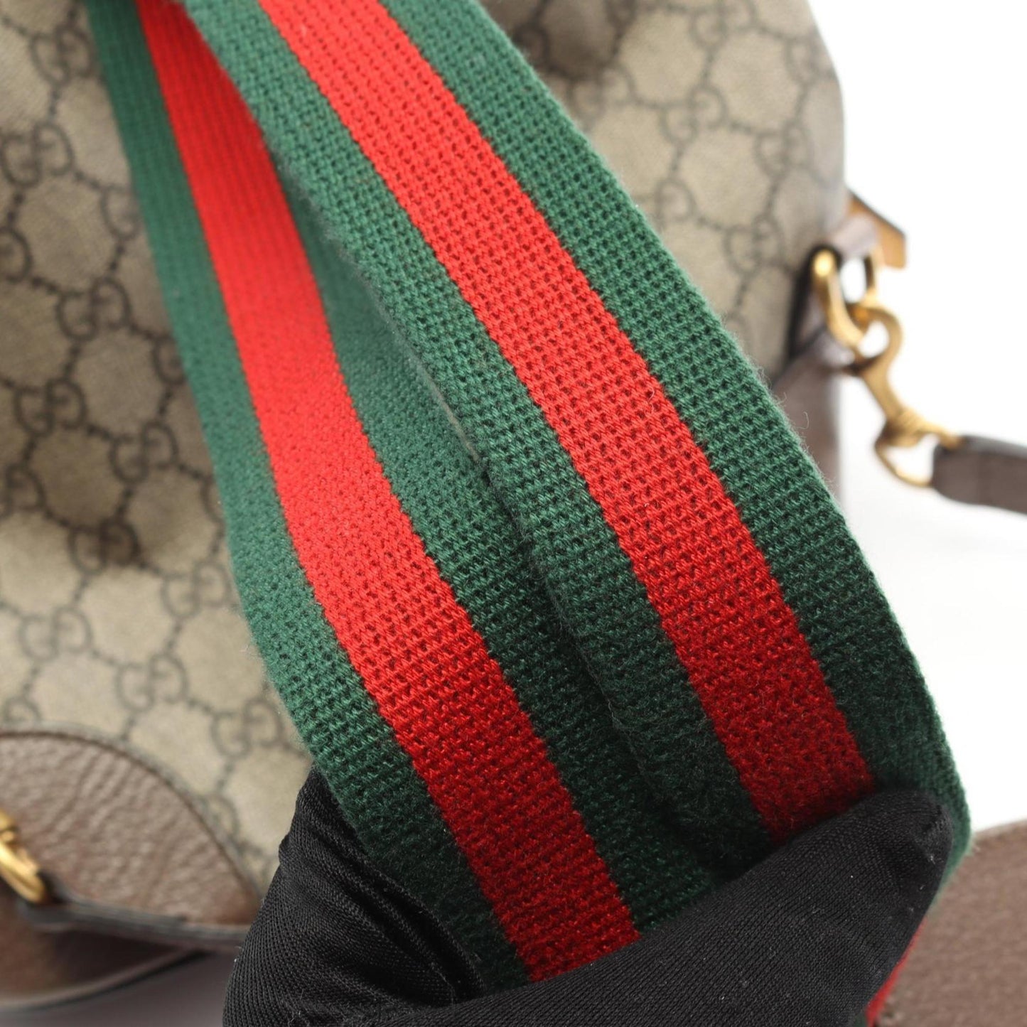 Gucci GG Supreme Ferry Line Shoulder Bag/Rucksack/Backpack in Coated Canvas and Leather, Beige, Brown, Multicolor, Women's, 473875