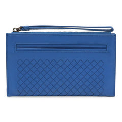 BOTTEGA VENETA Bottega Veneta Intrecciato Clutch Bag Second Leather Blue — Like New