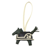Hermes Rodeo Robeo Coeur PM accessory bag charm, Agneau Milo Swift leather, Vert Mangrove, Black, Craie, K stamp — New - Store Return