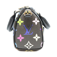 LOUIS VUITTON x Takashi Murakami M13406 Multicolor Noir Nano Speedy Boston Bag Black Silver Hardware Women's — Like New