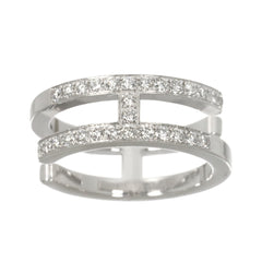 Hermes Ariane Chaine d'Ancre #48 Ring with Diamonds, 18K White Gold (750) — Like New