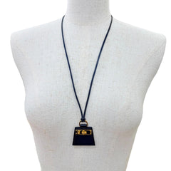 HERMES MONPETIT KELLY PM Gold Hardware Leather Necklace, Black, Made in France, Women's, with Box and Dust Bag — Like New