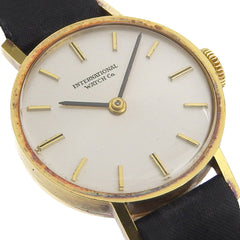 International Watch Company (IWC) Vintage Watch, Caliber 41, 18K Yellow Gold x Leather Strap, Manual Winding, Analog Display, Silver Dial, Ladies' — Good