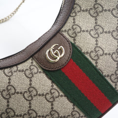 GUCCI Ophidia GG Supreme Small Shoulder Bag 838463 Handbag Beige Red Green Leather Women's — New - Store Return