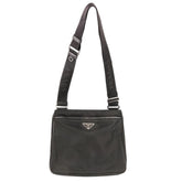 PRADA Re-Nylon Saffiano Leather Triangle Logo Plate Shoulder Bag 2VH118 Black (Men's & Women's) — Like New