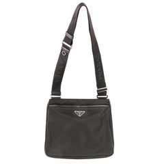 PRADA Re-Nylon Saffiano Leather Triangle Logo Plate Shoulder Bag 2VH118 Black (Men's & Women's) — Like New