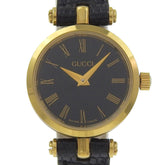 Gucci Sherry watch, gold-plated stainless steel, gold quartz, analog, black dial, women's — Very Good