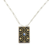 Like new Hermes Boite a Reve pendant metal silver navy necklace 1421HERMES — Like New
