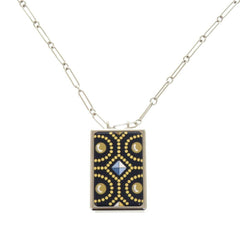 Like new Hermes Boite a Reve pendant metal silver navy necklace 1421HERMES — Like New