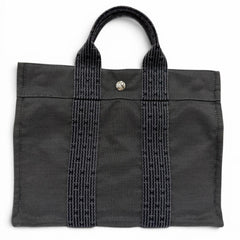 HERMES Hermes Herline PM Silver Hardware Sellier Canvas Tote Bag Handbag Gray Made in France Women's — Like New