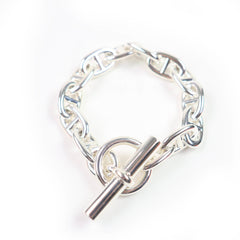 HERMES 2024 Chaine d'Ancre MM AG925 13-link bangle bracelet in silver, with box and case, weighs 49.8g, for women — Like New