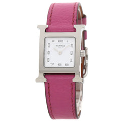 Hermes HH1.210 H Watch Stainless Steel Leather Ladies HERMES — Very Good