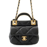 Chanel Chain Shoulder Bag Matelassé Coco Mark Lambskin AP2271 CHANEL Black Handbag Women's — Like New
