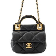 Chanel Chain Shoulder Bag Matelassé Coco Mark Lambskin AP2271 CHANEL Black Handbag Women's — Like New