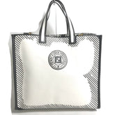 FENDI 8BH357 Joshua Vides collaboration shopper bag, shoulder tote coated canvas, men's, white — Like New