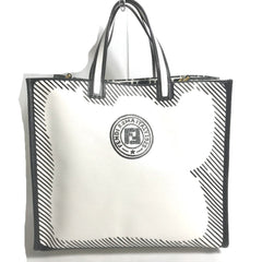 FENDI 8BH357 Joshua Vides collaboration shopper bag, shoulder tote coated canvas, men's, white — Like New