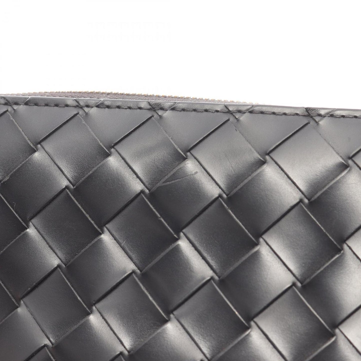 Bottega Veneta Intrecciato round long wallet, leather, men's and women's, black