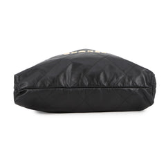 Chanel Backpack, 22 Large, Shiny Calf Leather AS3313, CHANEL Handbag, Black, Women's — Like New