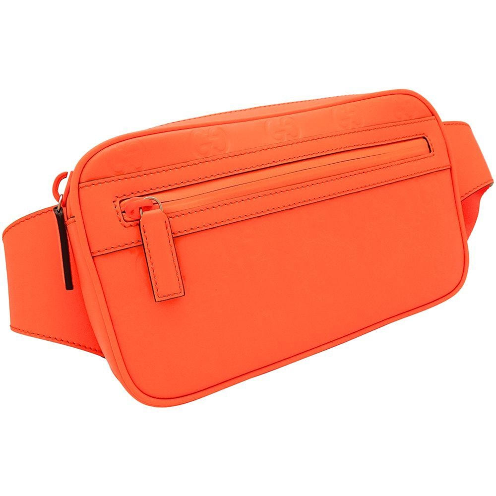 GUCCI Gucci Belt Bag 771422 Body GG Rubber Effect Leather Bright Orange 352032 — Like New