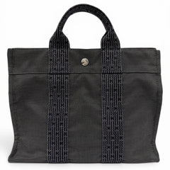 HERMES Hermes Herline PM Silver Hardware Sellier Canvas Tote Bag Handbag Gray Made in France Women's — Like New