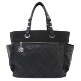 Chanel Paris Biarritz GM Tote Handbag, Nylon Leather, Black, A34210 — Like New
