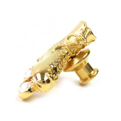 CHANEL F24 Roller Skate COCO Brooch with Faux Pearl and Coco Mark Rhinestones, Gold, Made in France, Women's — Like New