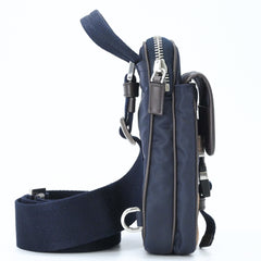 PRADA Suede and Nylon Shoulder Bag, Triangle Design, Navy Brown — New - Store Return