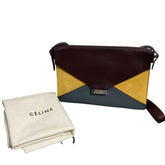 CELINE Diamond Shoulder Bag in Burgundy, Yellow, and Gray. Women's. Luxs Pre-owned Brand — Like New
