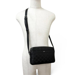 CELINE 117003FS3 Horizontal Messenger Leather Triomphe Medium Shoulder Bag Black Made in Italy Men's with Dust — Like New