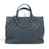 CHANEL A93795 CC Coco Mark Affinity Matelasse Quilted Bag Tote Chain Shoulder Caviar Skin Women's Black G-240825-4 — Like New