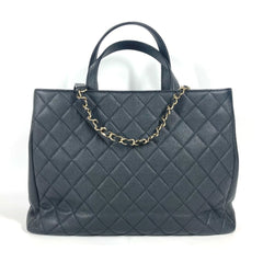 CHANEL A93795 CC Coco Mark Affinity Matelasse Quilted Bag Tote Chain Shoulder Caviar Skin Women's Black G-240825-4 — Like New