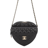 Chanel Chain Shoulder Bag Matelassé Coco Mark Heart Lambskin AS5764 CHANEL Black Handbag Women's — Like New