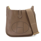 Hermes Evelyne 3 PM Shoulder Handbag, Taurillon Clemence Leather, Etoupe, D Stamp, Gold Hardware — Like New