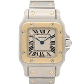 Cartier Santos Galbee SM Watch, 18K (Yellow Gold) Stainless Steel, Ladies, Silver Tone, W20012C4 — Very Good