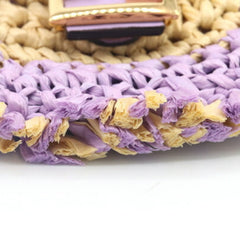 Fendi Pico Bucket Shoulder Pouch in Lavender, Natural Raffia, Leather, and Metal, Earphone Case, Women's FENDI — Like New