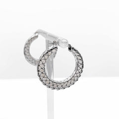 BOTTEGA VENETA Intrecciato Round Earrings, SV925 Silver, Men's & Women's — Like New