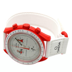 SWATCH x OMEGA Moon Mission to Mars Women's and Men's Watch SO33R100 — Very Good