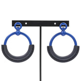 HERMES Loop Grand Earrings PM Aluminum Navy Women's — Like New