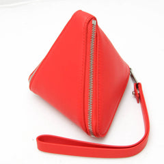 Bottega Veneta Intrecciato Pyramid 666769 Women's Leather Pouch Red Color — Like New