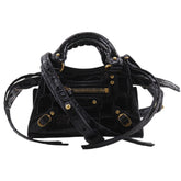 Balenciaga Neo Classic Nano Shoulder Bag/Pochette, 2-Way, Embossed Leather, Black, Double-Way, Women's — Like New