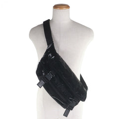 SAINT LAURENT 758258 Nylon Embroidered Body Bag, Black, with Dust Made in Italy, Men's — Like New