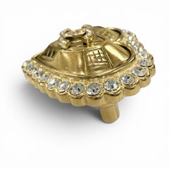 CHANEL L25K Coco Mark Heart Rhinestone Brooch, Gold, Made in France, Women's, with Box and Dust Bag — Like New