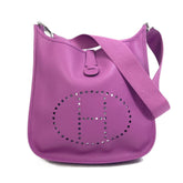 HERMES H logo punched Evelyn II GM shoulder bag, Epson, women's, cyclamen, purple, like new — Like New