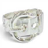 HERMES Vintage Boucles Sellier Ring, 925 Sterling Silver, Made in France, Weight 6.05g, Women's Ring — Like New