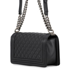 Chanel Chain Shoulder Bag Matelassé Coco Mark Boy 25 Caviar Skin A67086 CHANEL Black Handbag Women's — Like New