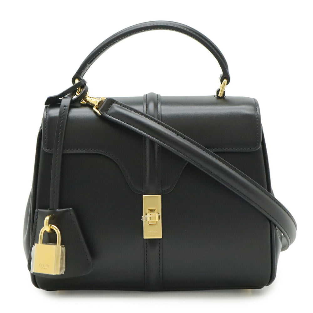 CELINE Mini 16 Seize One-Handle Handbag Shoulder Bag Calfskin Black 197983 — New - Store Return