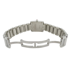 Cartier women's watch, Tank Française SM, 2006 Christmas limited edition, quartz movement, stainless steel (SS), W51031Q3, silver and pink — Good